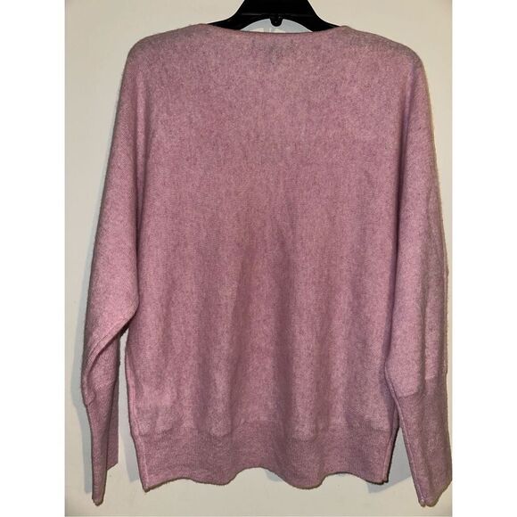 TAHARI 100% 2PLY-CASHMERE GREY SWEATER FRONT Pink LONG SLEEVE XL Retails $80 - Picture 2 of 5